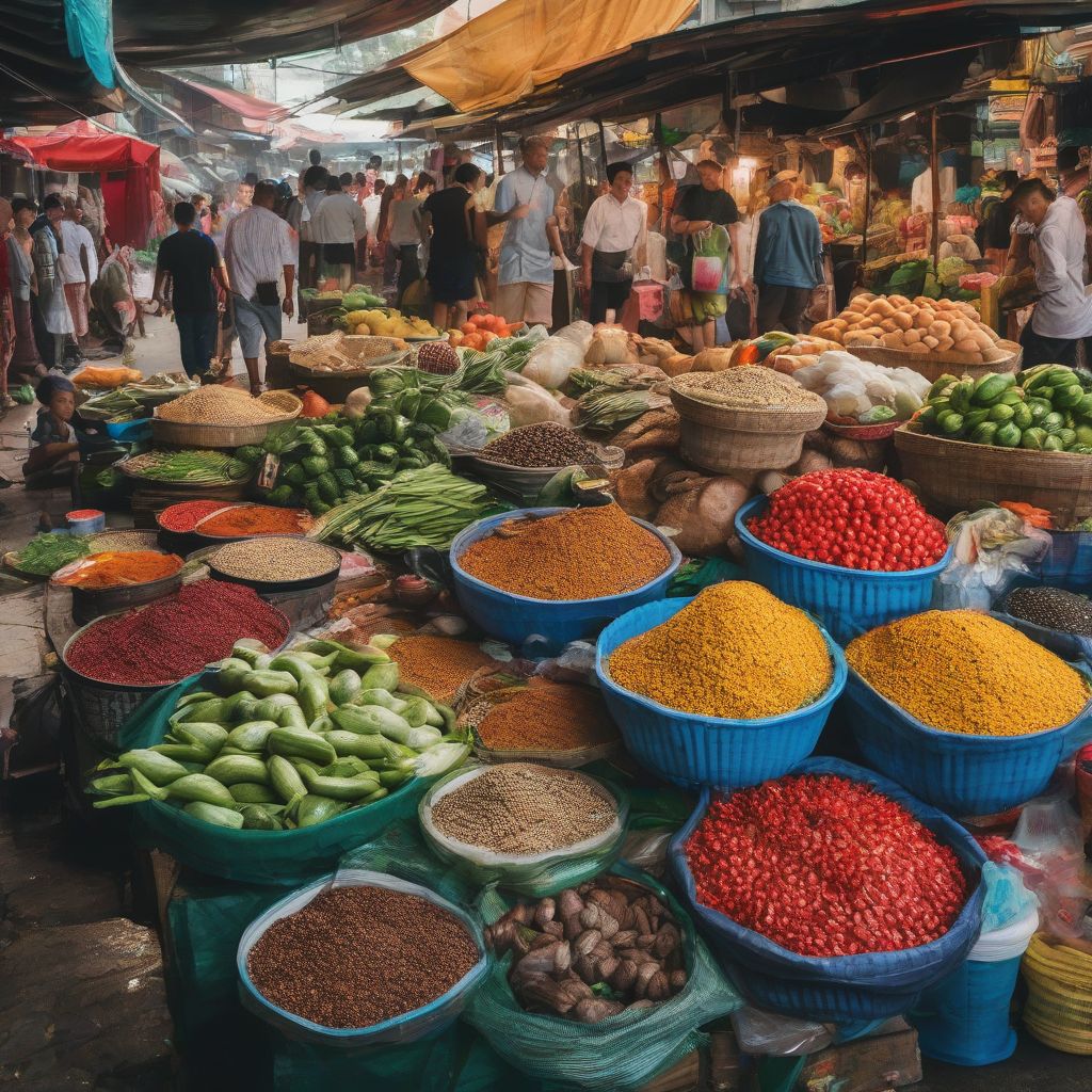 Authentic Food Market in Southeast Asia