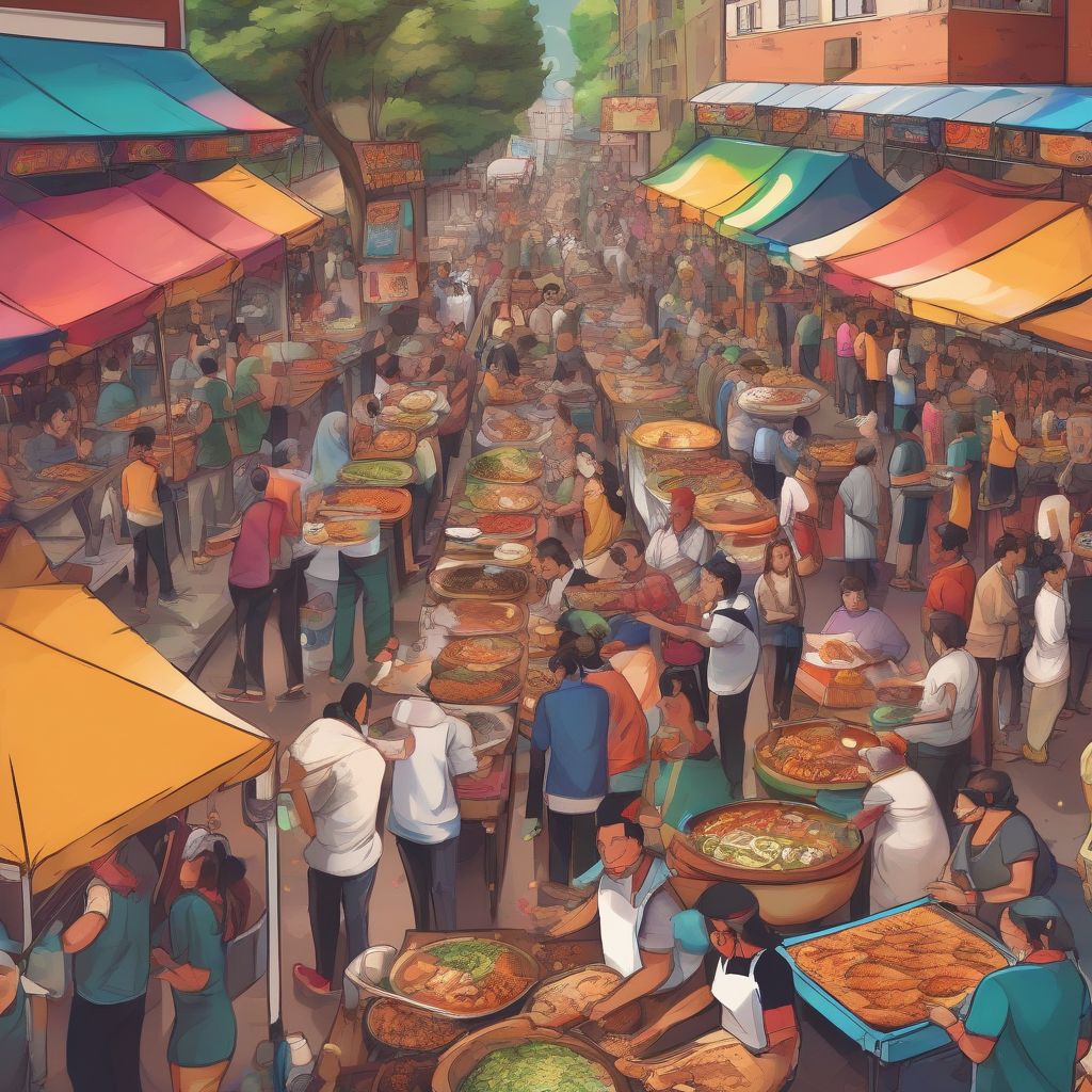 Bustling Local Street Food Market