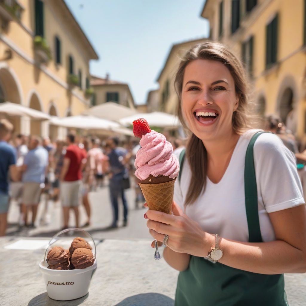 Woman enjoying food tour in Italy