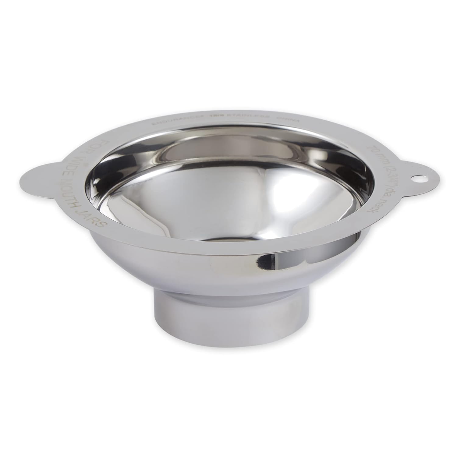 RSVP International Endurance Canning Collection Non-Reactive 18/8 Stainless Steel, Dishwasher Safe, Funnel, Wide Mouth, 2-3/4