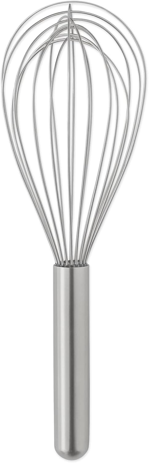 RSVP International Endurance Large Balloon Whisk, All-Purpose Kitchen Tool, Wide Design for Mixing Batters, Sauces Over Heat, Whipping Egg Whites & Custards, 18/8 Stainless Steel, 11x3.5-Inch