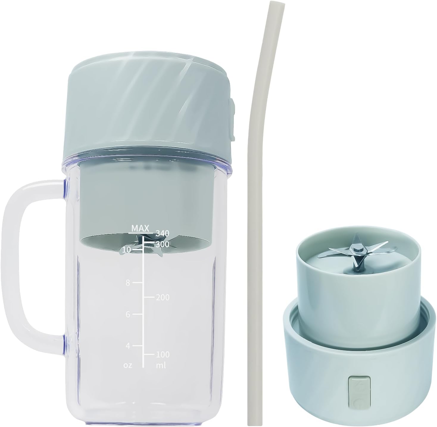 Portable Blenders, Body with Handle, Portable Personal Blender,10 Blade Mixing System Travel Blend USB-C Rechargeable Blender Milkshake Freezer Gym/Kitchen (Green)