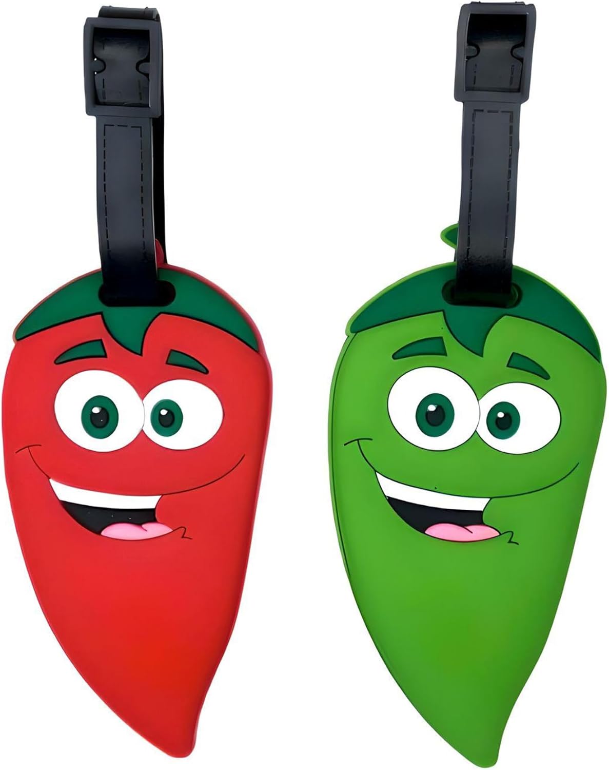 2-Pack Chili Pepper Luggage Tags – Funny Food-Themed Silicone ID Tags for Suitcases and Bags – Unique Travel Accessories for Teens & Adults