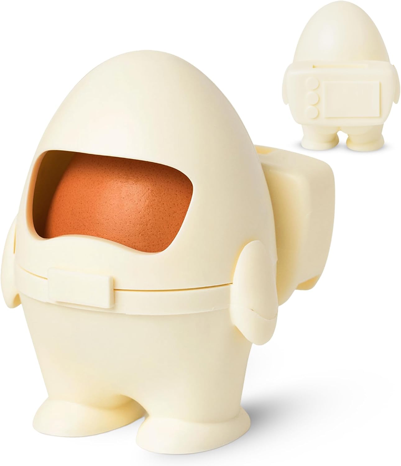 Eggstronaut Egg Cup – Soft Boiled Egg Holder – Astronaut Design – Egg Cup for Soft or Hard Boiled Eggs – Space Themed Gifts (Cream)