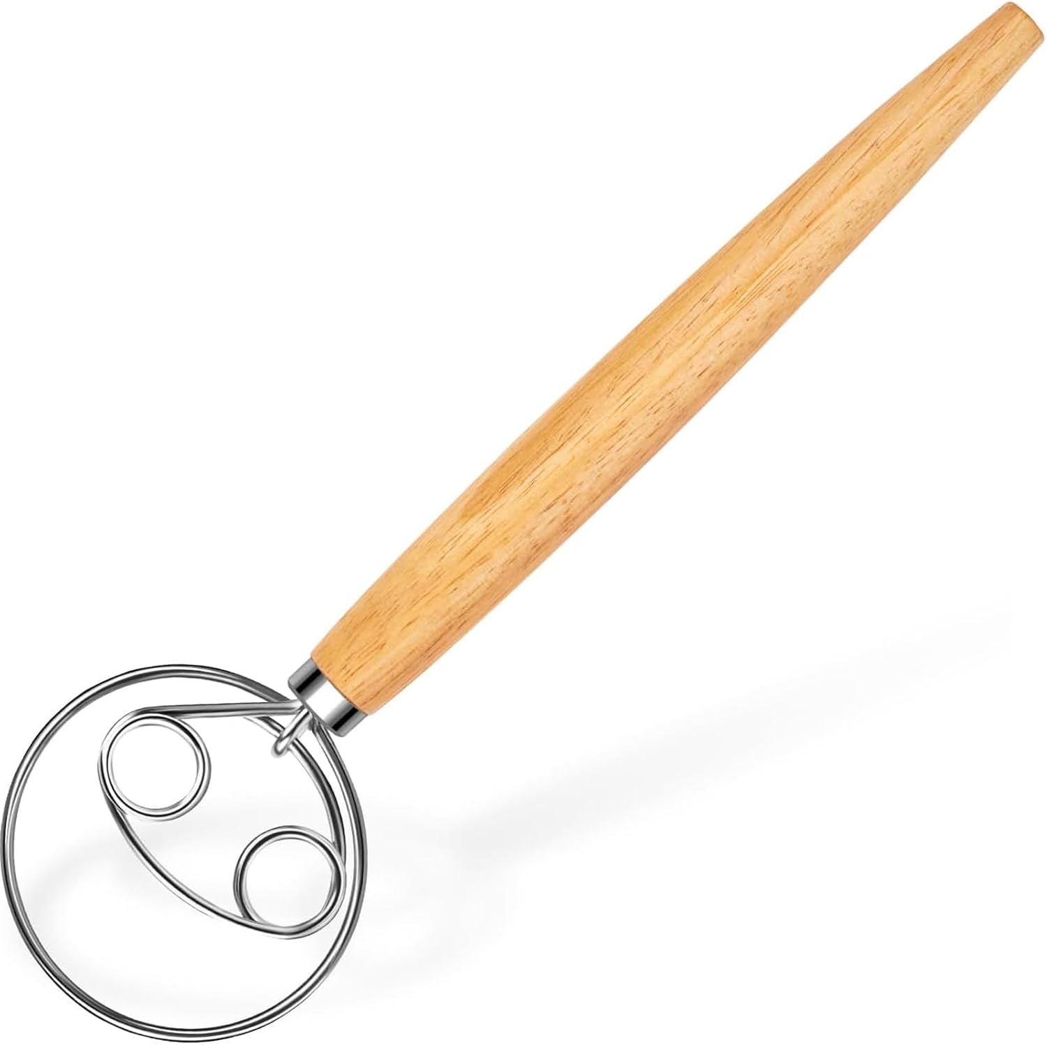 Danish Dough Whisk Stainless Steel Hook Dutch Style Bread Mixer with Wooden Handle for Sourdough Baking Tools