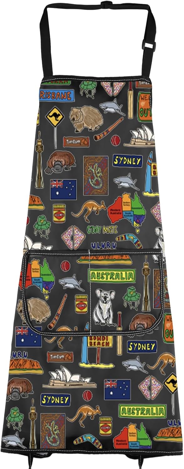 VAMSII Australia Souvenir Australia Landmark Theme Apron Australia Travel Gift Australian Gift Australia Lover Gift