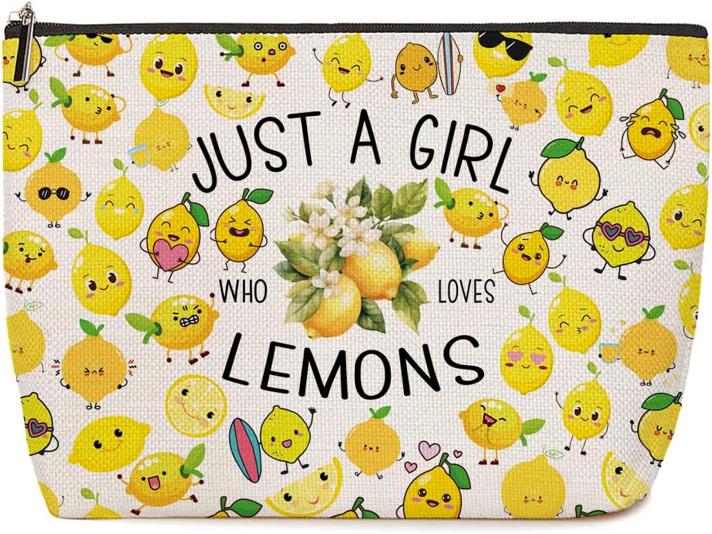 Funny Lemon Themed Makeup Bag - Nurse Day Graduation Birthday Gift for Women, Her, Female Teen Girls, Sister, Niece, Best Friend, Daughter, Cousin, BFF - Fruit Lover Gifts
