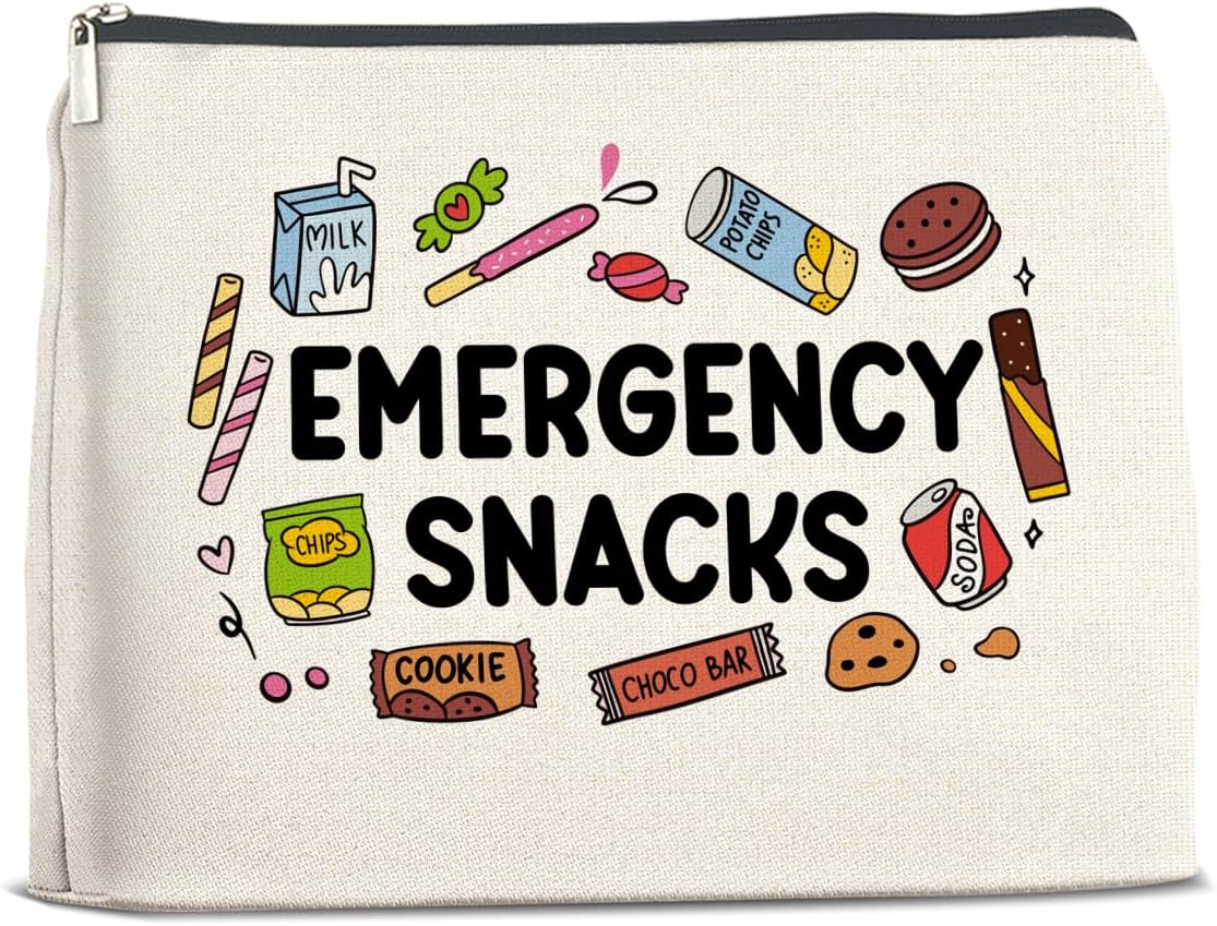 Snack Lover Gifts for Women, Foodie Gifts Makeup Bag, Emergency Snacks Zipper Makeup Pouch