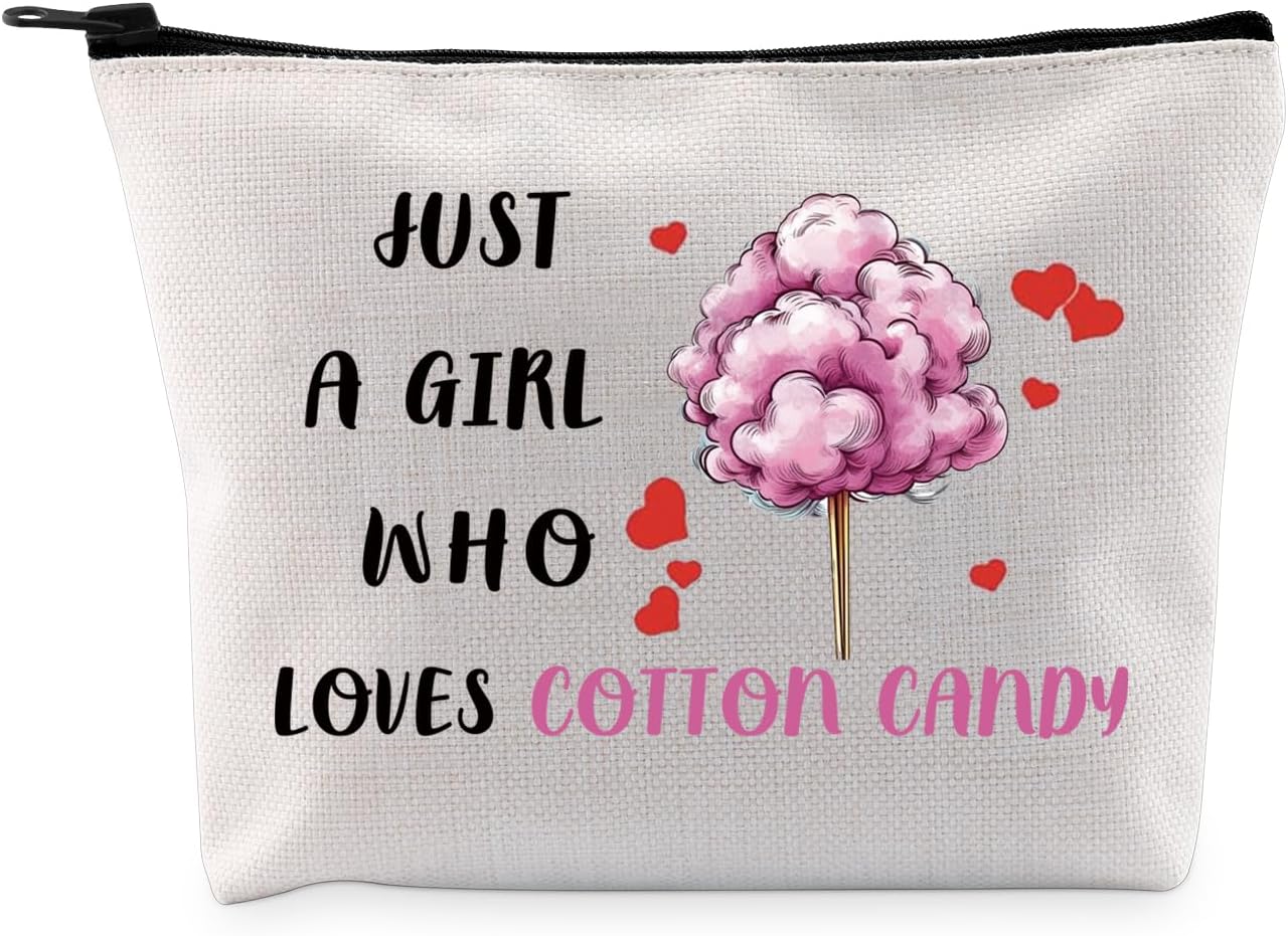 G2TUP Cotton Candy Lover Gift Who Loves Cotton Candy Makeup Bag Sugar Lovers Cosmetic Bag Foodie Themed Gift (Loves Cotton Candy MB)