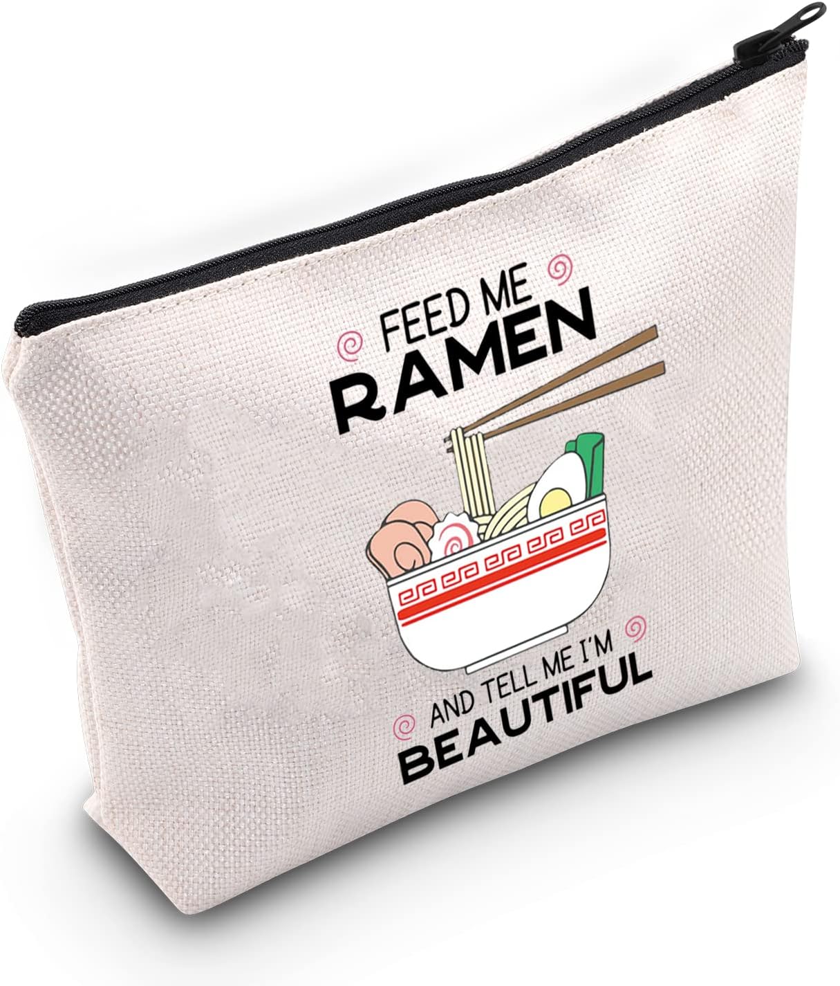 TSOTMO Ramen Theme Makeup Bag Feed Me Ramen Cosmetic Bag Zipper Pouch for Noodle Lovers Foodie Food Gift
