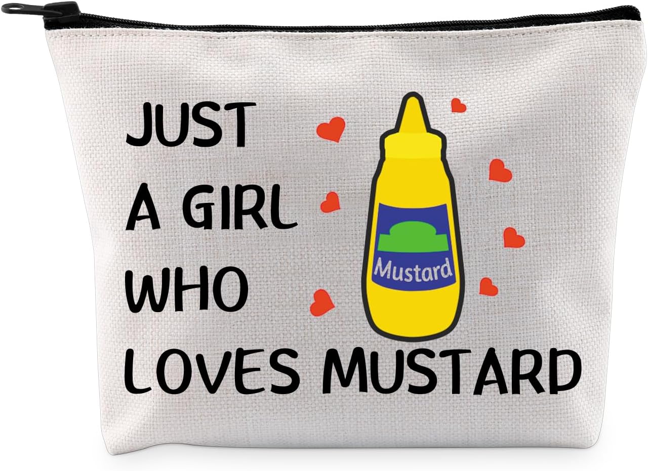 G2TUP Yellow Mustard Lover Gift Who Loves Mustard Makeup Bag Food Lover Cosmetic Bag Foodie Gift Sauce Lover gift (Who Loves Mustard MB)