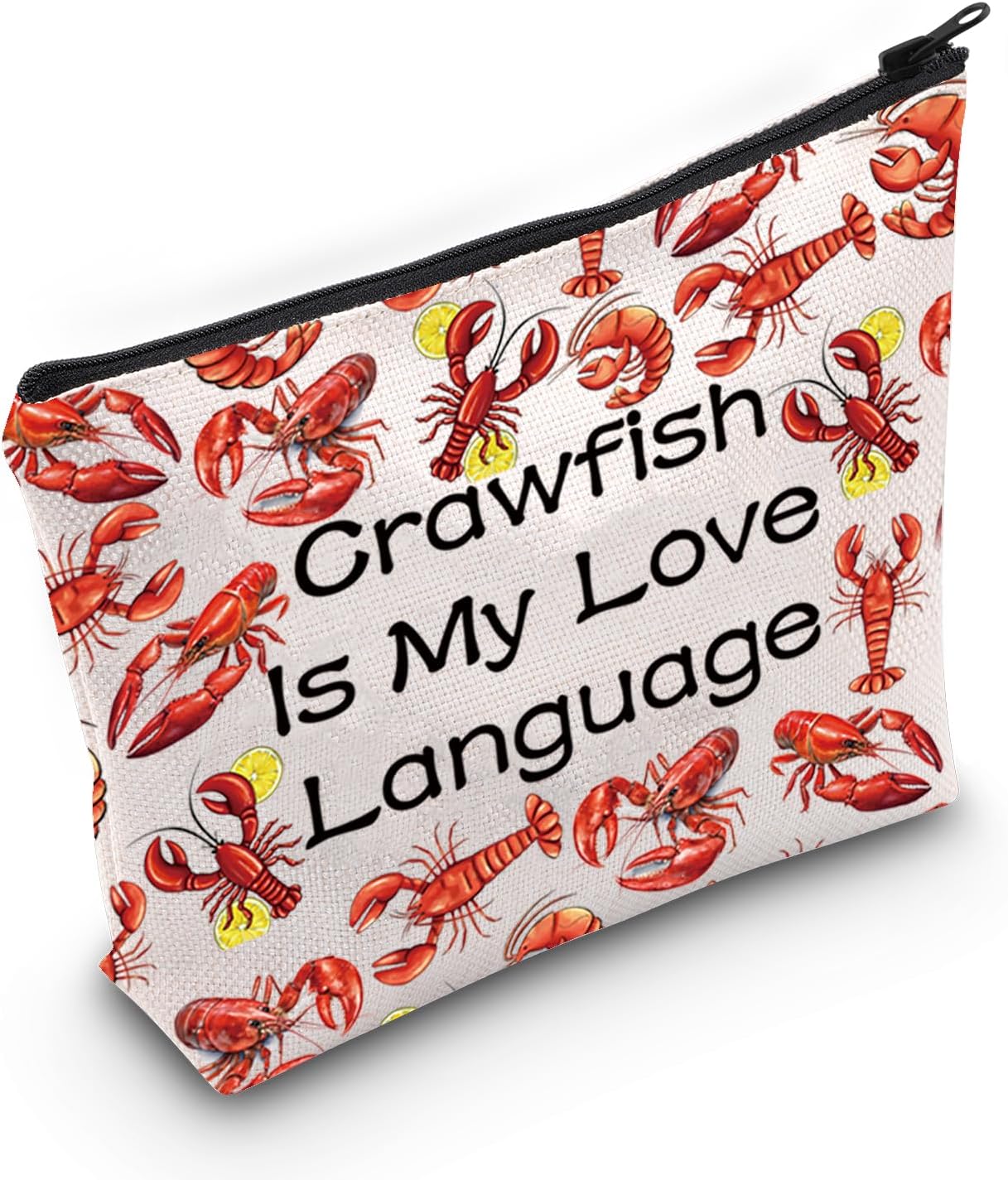 JXGZSO Funny Lobster Gift Crawfish Is My Love Language Foodie Gifts Lobster Makeup Bag With Zipper Crawfish Lover Gifts (Crawfish)