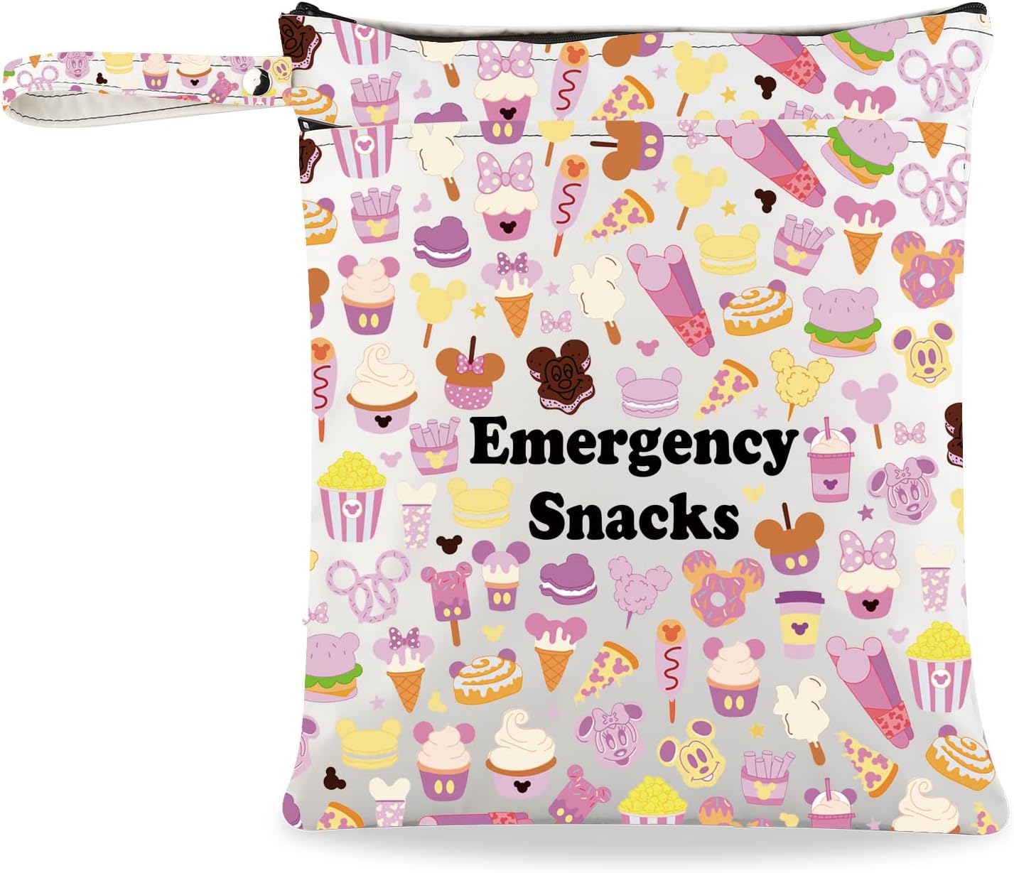 JXGZSO Emergency Snacks Food Makeup Bag Foodie Zipper Cosmetic Bag Food Safe Bag Snack Lover Gift Storage Bag
