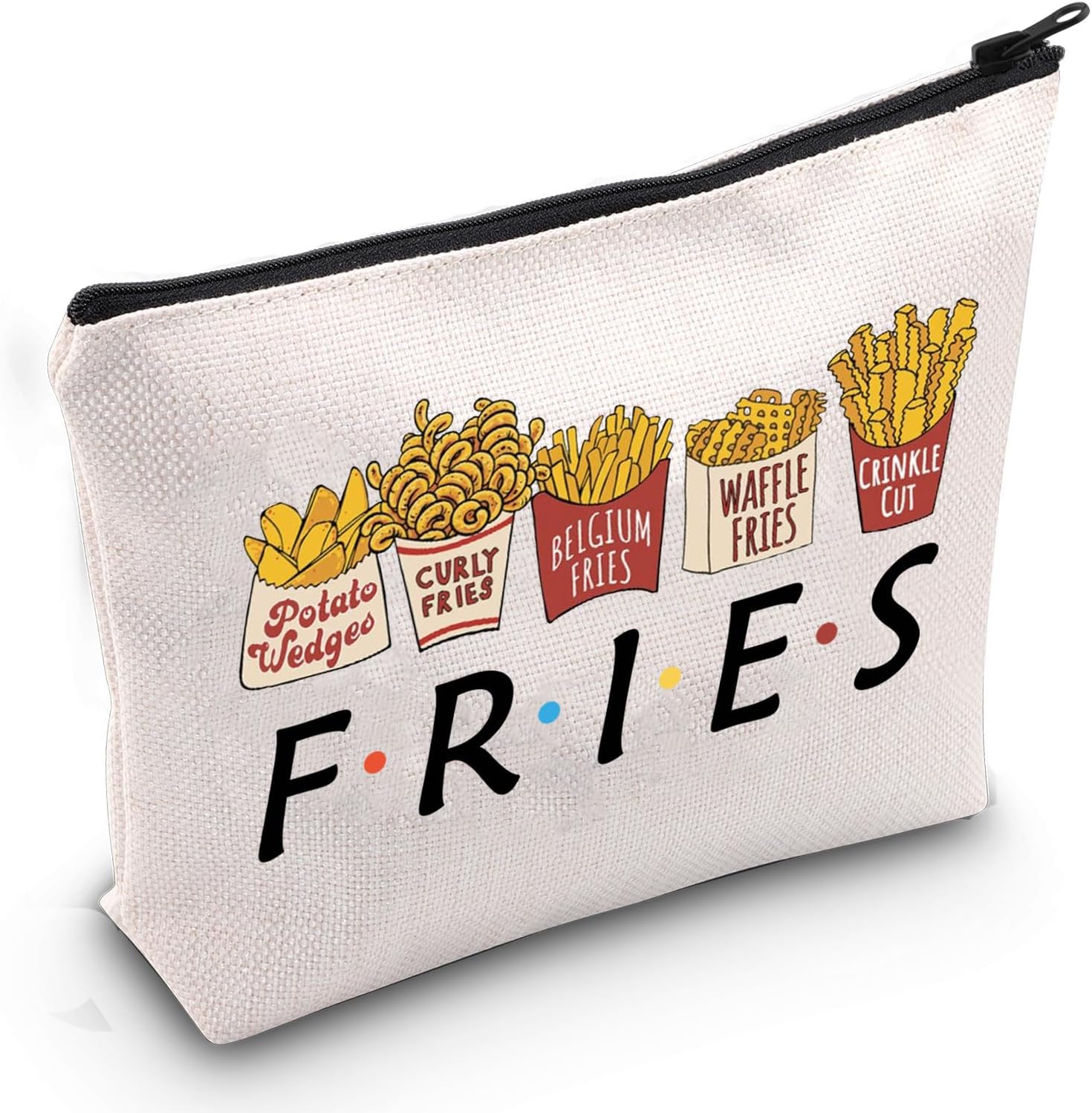 JXGZSO Funny Fries Cosmetic Bag Fries Makeup Zipper Pouch Bag Fried Food Lovers Gift Fast Food Lovers Gift Foodie Gift (FRIES Bag)
