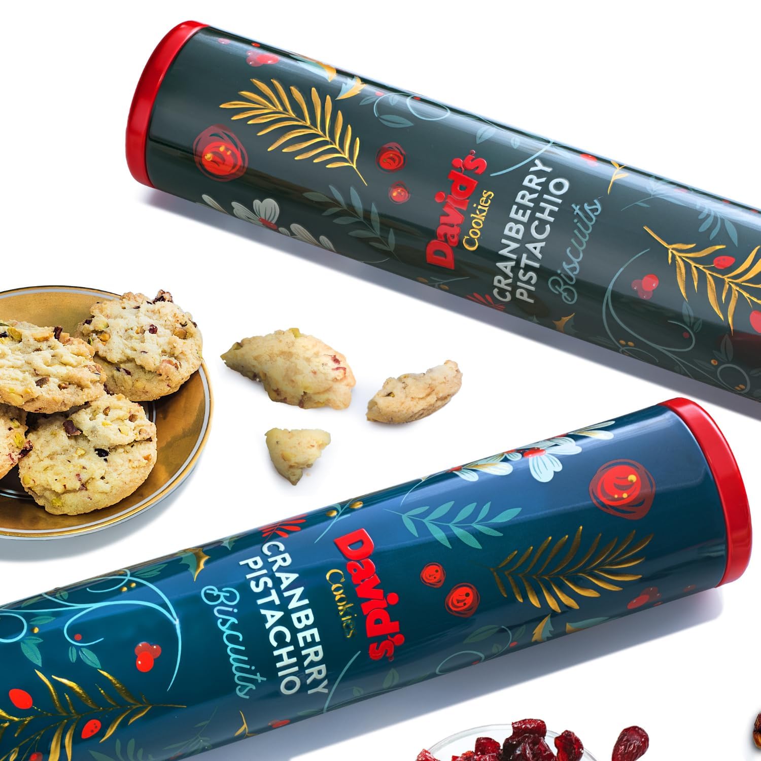 David\'s Cookies Cranberry Pistachio Biscuits 2-Pack - Gourmet Snacks & Bakery Treats - Ideal Cookie for Snacking and Gifting - Delicious Delightful Food Gift for Kids and Adults for Any Occasions