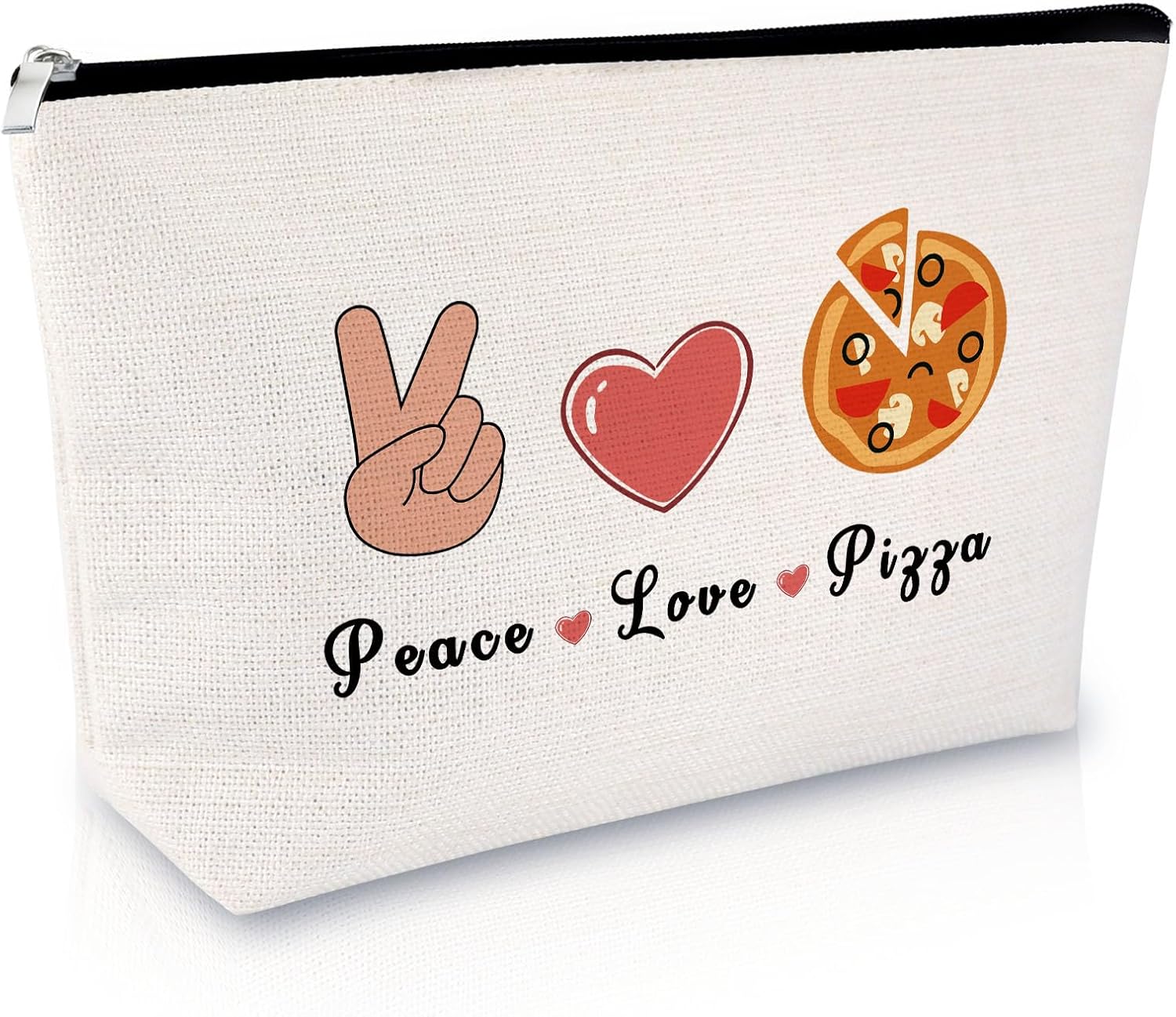 Fun Pizza Themed Cosmetic Bag - Pizza Lover Gift for Women & Foodies - Travel Toiletry Bag & Storage Pouch