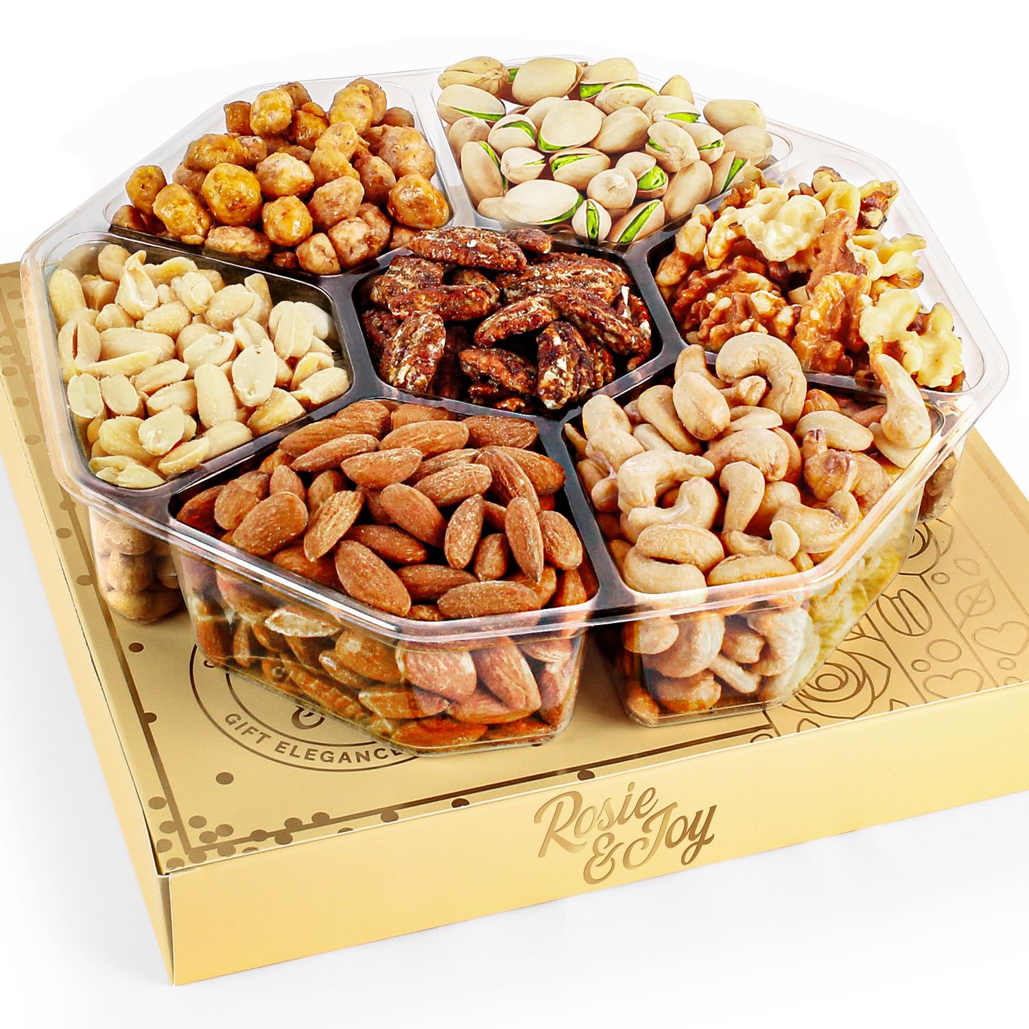 Rosie & Joy Valentines Gourmet Mixed Nuts Gift Basket | Gift Platter Includes 7 Assortments of Delicious Premium Nuts, Ideal for Valentines Day, Anniversaries & Special Occasions