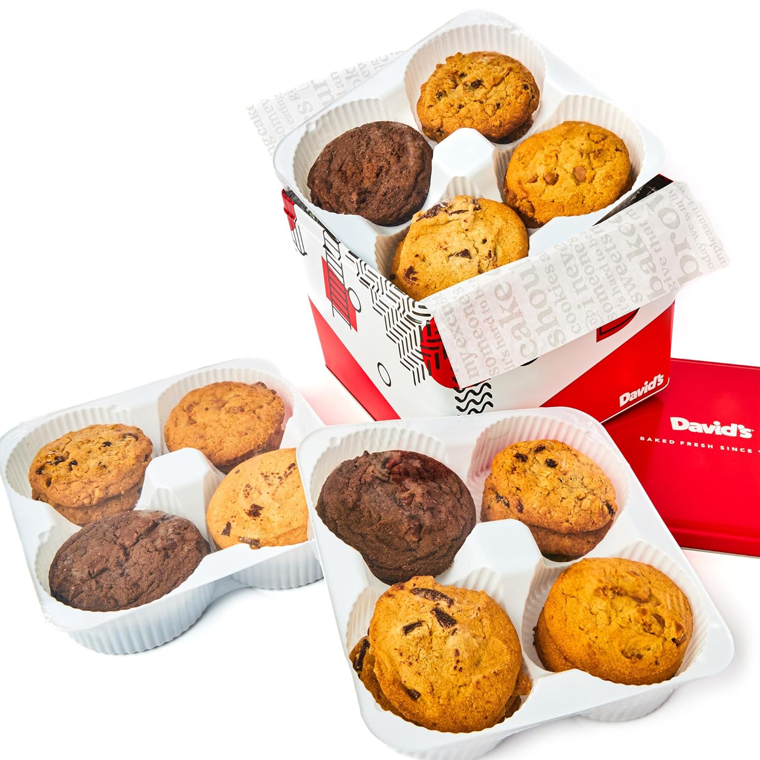 David\'s Cookies Assorted Cookies Tin Party Pack - 3Lbs | Fresh-Baked Handmade With Premium Ingredients, Delectable Treats & Gourmet Food Gift for Family & Friends | Great for Sharing on Every Occasion