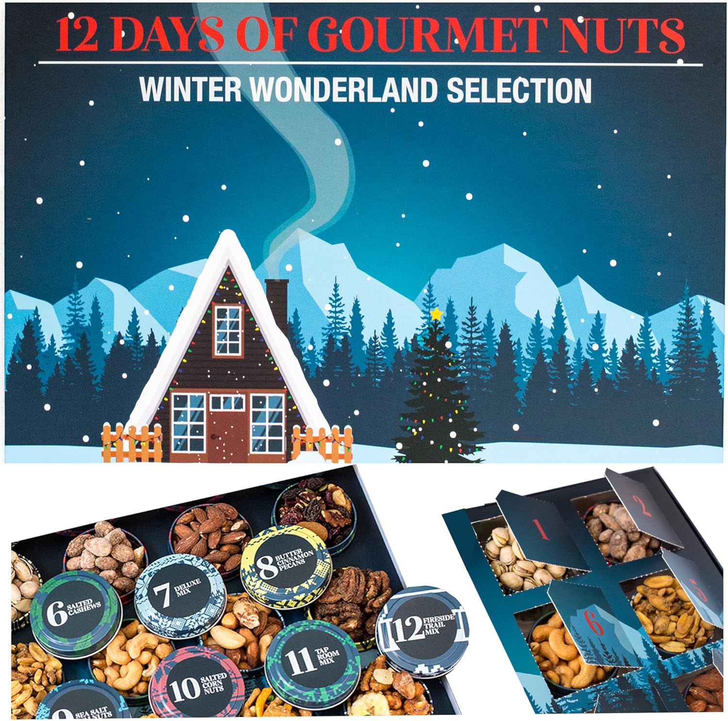 Nuts Gift Basket for Women, Men - 12 Snacks, Gift Box - Food Gifts for Men, Women, Adults, Teens, Family - Care Package Gift Idea, Gift Set