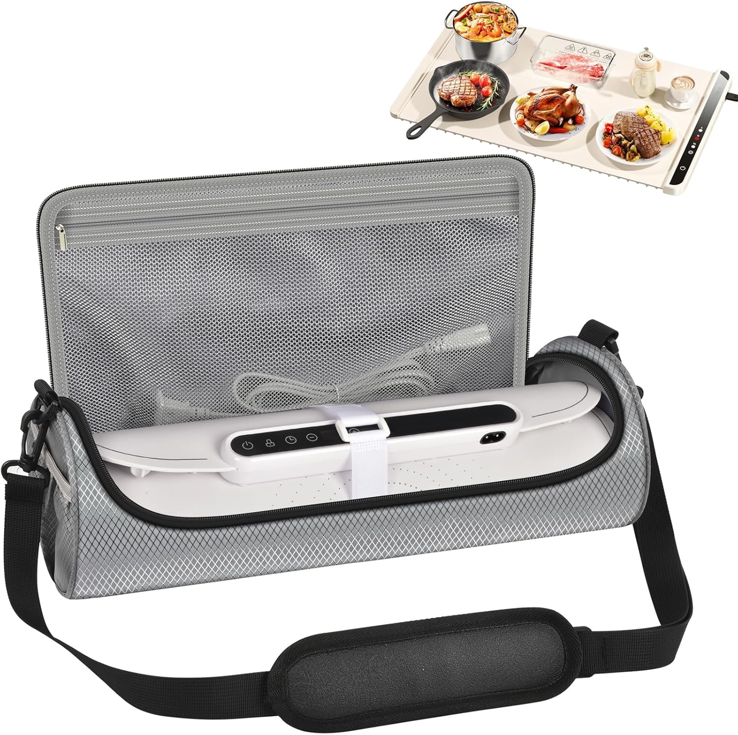 Food Warming Mat Bag for LNNIW, for KPPTYUM, for FEPPO, for VEPOKA& More Electric Food Warmer Tray, Roll Up Hot Plates Heating Pad Storage Holder, Ideal for Parties, Buffet, Travel- Case Only