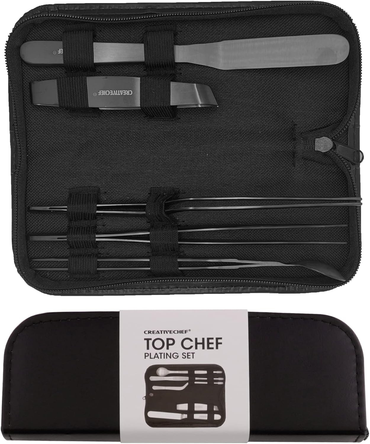 Professional Chef Plating Kit, 5 Piece Culinary Plating Set, Silver, Stainless Steel (5 Piece, Silver) (Black)