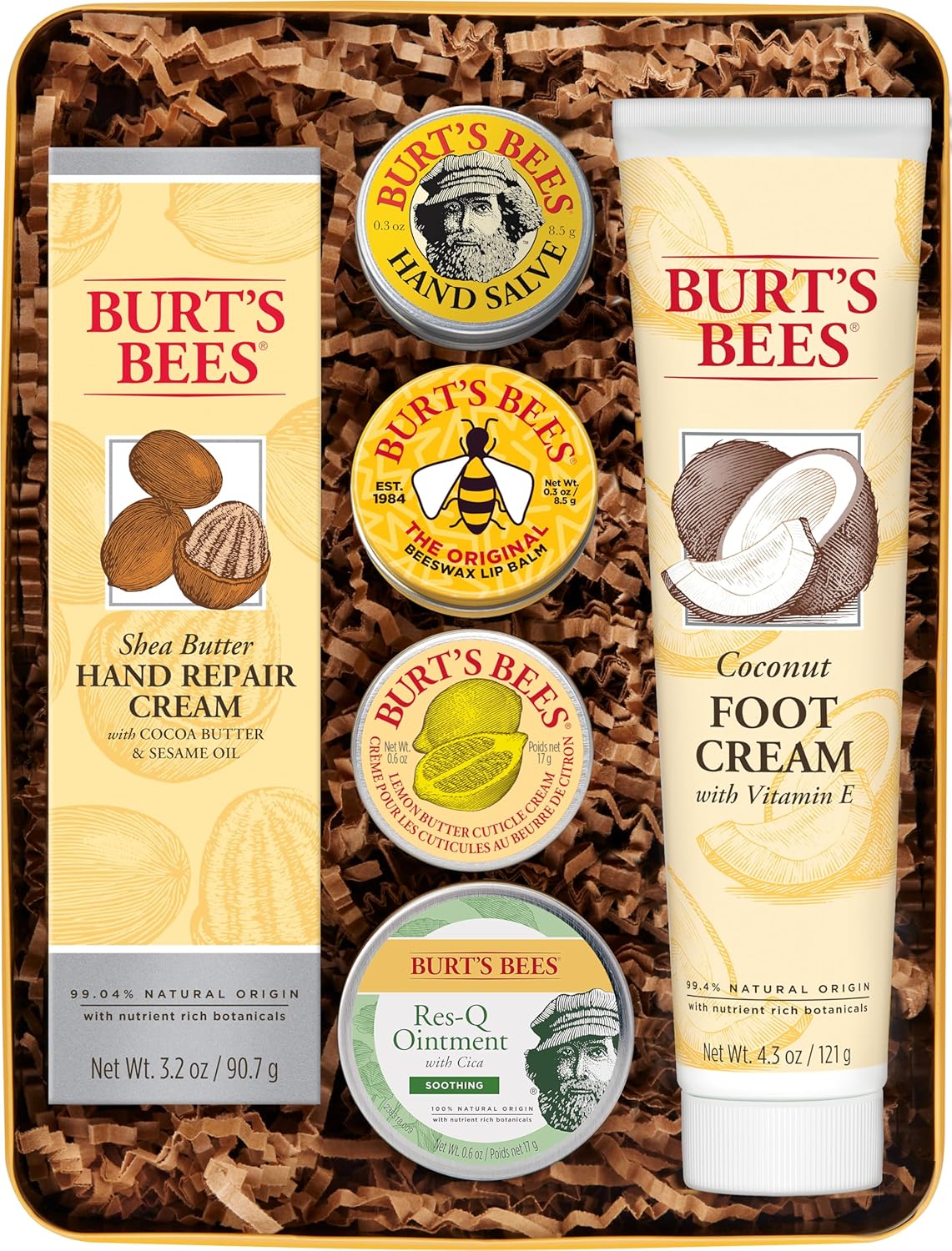 Burt\'s Bees Gifts Ideas - Classics Set, 6 Products in Giftable Tin – Cuticle Cream, Hand Salve, Lip Balm, Res-Q Ointment, Hand Repair and Foot Cream